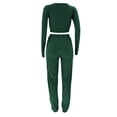thumbnail image 7 of qolati Women's Two Piece Outfits Long Sleeve U-Neck Crop Tops with Jogger Sweatpants Lounge Sets Y2k Oversized High Waist Lounge Wear Sweatsuit, 7 of 7