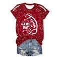thumbnail image 5 of Women Game Day Tee Funny Football Glitter Print T-Shirt Casual Short Sleeve 2025 Squad Sport Season Tops, 5 of 5
