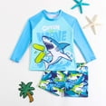 thumbnail image 2 of Gelikeya Boys Swim Set Size 4-5 Dinosaur Printed Bathing Suit Long Sleeve Shirts and Swim Trunks Rash Guard Sunsuit Boy Swimming Suits Kids Swimwear Z11-Blue, 2 of 7