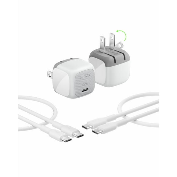 Bloque cargador USB C Belkin de carga rápida de 20 W, blanco (paquete de 2)