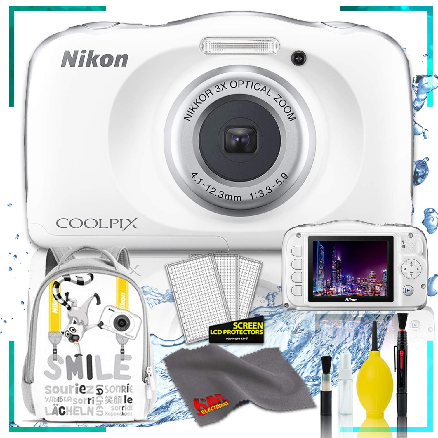 Nikon Coolpix W150 Digital Camera - White (Intl Model) with 