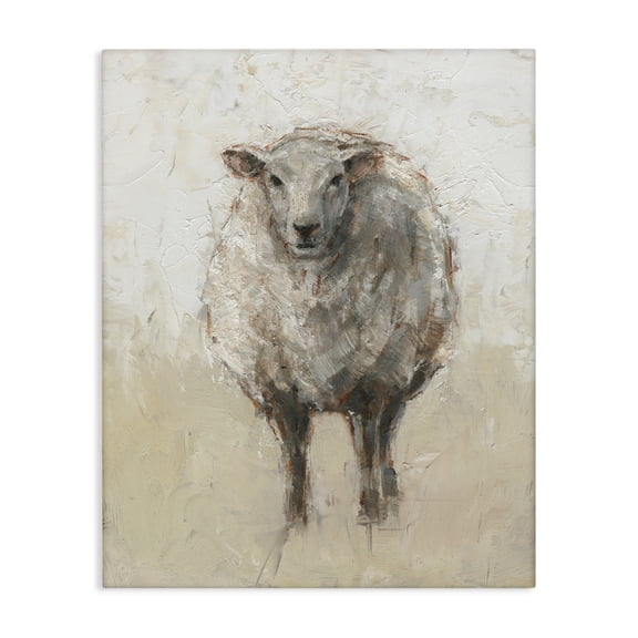 Stupell Industries Farmhouse Fluffy Sheep Beige Grey Canvas Art, 30 x 40, by Ethan Harper
