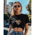 thumbnail image 4 of T Shirts for Women Short Sleeve Cotton Crewneck T-Shirt, Mexican Colored Flower Skull Skeleton Tee Tops Casual Basic T-Shirts, XS-5XL Black XS, 4 of 7