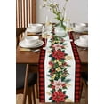 thumbnail image 4 of nqOlkjepod Christmas Poinsettia Table Runner 108 Inches Long Farmhouse Dress Scarves, Winter Xmas Buffalo Red Black Plaid Dining Tablerunner for Coffee Table/Kitchen Island/Party Décor, 13" x 108", 4 of 8