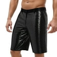 thumbnail image 2 of Shiny Metallic Wet Look Sequin Shorts for Men Summer Elastic Waist Straight Leg Sparkly Sequin Shorts with Pockets, 2 of 5