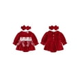 thumbnail image 2 of Loicainy Infant Baby Girls Christmas Romper 3 6 12 18 24 Months Long Sleeve Embroidery Santa Bodysuit Headband, 2 of 8