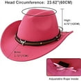 thumbnail image 4 of Wowstyle Women's or Men's Rose Cowboy Hat with Adjustable Leather Hat Band Cowboy Rodeo Outfit Valentine's Day, 4 of 7
