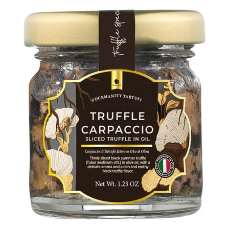 Gourmanity Tartufi Black Truffle Slices, Truffle Carpaccio in Olive Oil, 1.23oz Jar