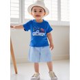 thumbnail image 4 of Qmyliery Toddler Baby Boy 4th of July Outfit Embroidery Crew Neck Short Sleeve T-Shirt and Plaid Shorts 2 Pcs Set 6 12 18 24 Months 3 Years, 4 of 9