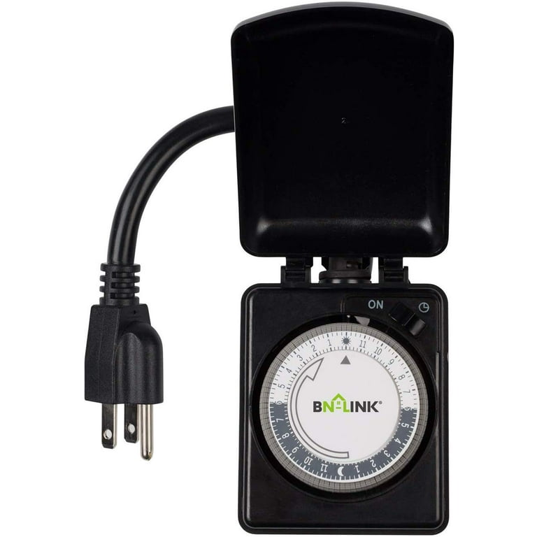 BN-LINK Compact Outdoor Mechanical Timer, 24 Hour Programmable Dual Outlet Timer