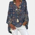 thumbnail image 1 of Blouse Ample à Imprimé Bohème pour Femme, Manches Longues, Col en V, Chemise Ample, 1 of 5