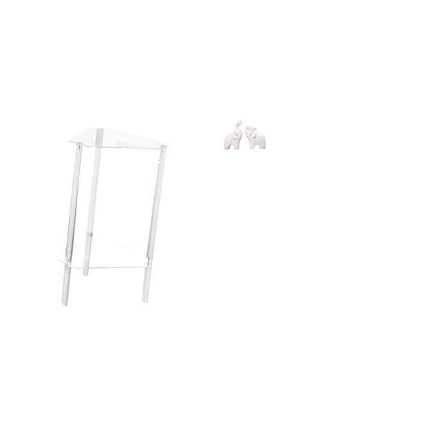 Mesita de noche,Mesa auxiliar de acrílico transparente,mesa auxiliar transparente de 2 niveles,Mesa pequeña de acrílico,mesita de noche pequeña,compacta,Escultura de elefante,Esculturas de