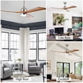 thumbnail image 6 of 52" Solid Wood Blades Ceiling Fan with Lights Remote Control,Quiet DC Motor 3 Blade Ceiling Fans 6 Speed Levels,Reversible Ceiling Fan, for Patio Living Room, Bedroom, Office,Indoor.(Stain nickel ), 6 of 14