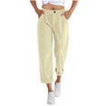 thumbnail image 2 of Sevevn Women's Fall Corduroy Pleated Draped Straight-Leg Roll-Cuff Pants Versatile Comfortable Casual Outdoor Pants with Pockets, 2 of 9