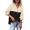 Black, variant on Women Casual Hooded Two Color Splicing Printing Drawstring Long Sleeves Button Sweatshirt Hoodie Top
