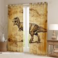 thumbnail image 2 of Homewish Vintage Dinosaur Blackout Curtains Set of 2 (52x84 Each),Retro Sketch Animal Curtain,Brown, 2 of 6
