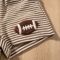 thumbnail image 7 of CUZIBR Toddler Baby Boys Summer Outfits Short Sleeve Cute Striped Rugby Football Embroidery Crewneck T Shirt Pullover Tops Elastic Waist Shorts Ribbed Beach 2 Piece Sets,Brown,12-18 Months, 7 of 7