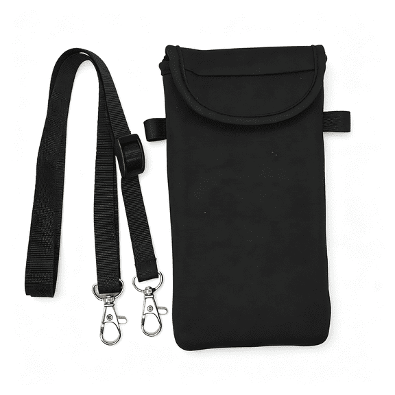 HBMYN Universal Neoprene Phone Pouch Cell Case Sleeve with Neck Strap Lanyard Holder for Cellphone,Around Neck Carrying Case for Seniors with the Belt Clip Loop and Secure Fit Black