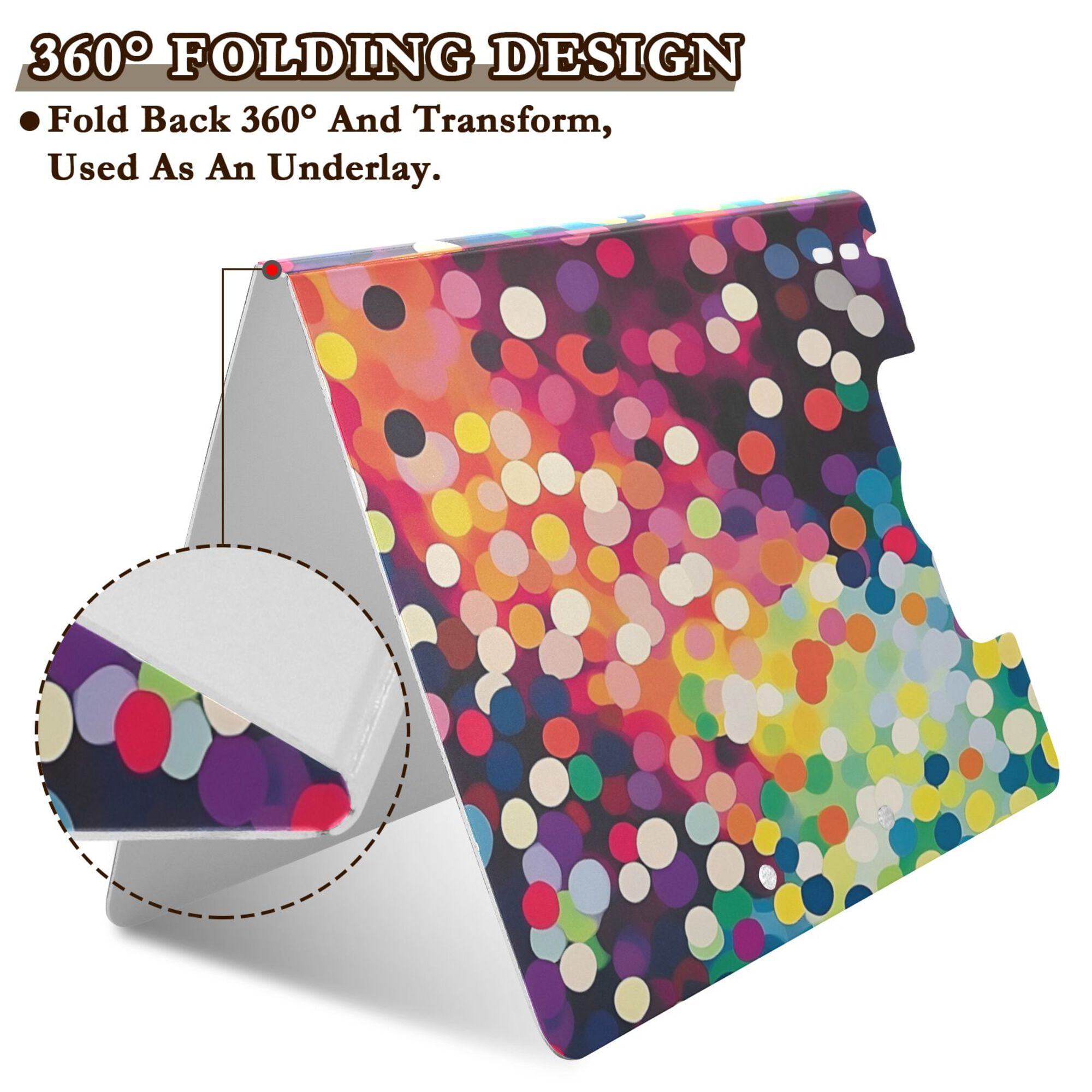 FORMRS A4 Clipboard Folder with Pen Holder Horizontal Foldable School Office Binder, Green Colorful Circles