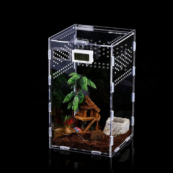 Insect Feeding Box, 12x12x20cm Clear Acrylic Breeding Case for Reptiles, Spide, Lizard, Scorpion, Centipede, Horned Frog