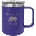 thumbnail image 1 of Mama Bear Est. 2019 Stainless Steel Vacuum Insulated 15 Oz Engraved Travel Coffee Mug with Slider Lid, Purple, 1 of 1