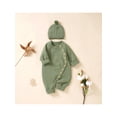 thumbnail image 3 of Bagilaanoe Newborn Baby Girl Boys Knit Jumpsuit Long Sleeve Bodysuit + Hat 3M 6M 9M 12M 18M Infant Ribbed One Piece Romper, 3 of 9