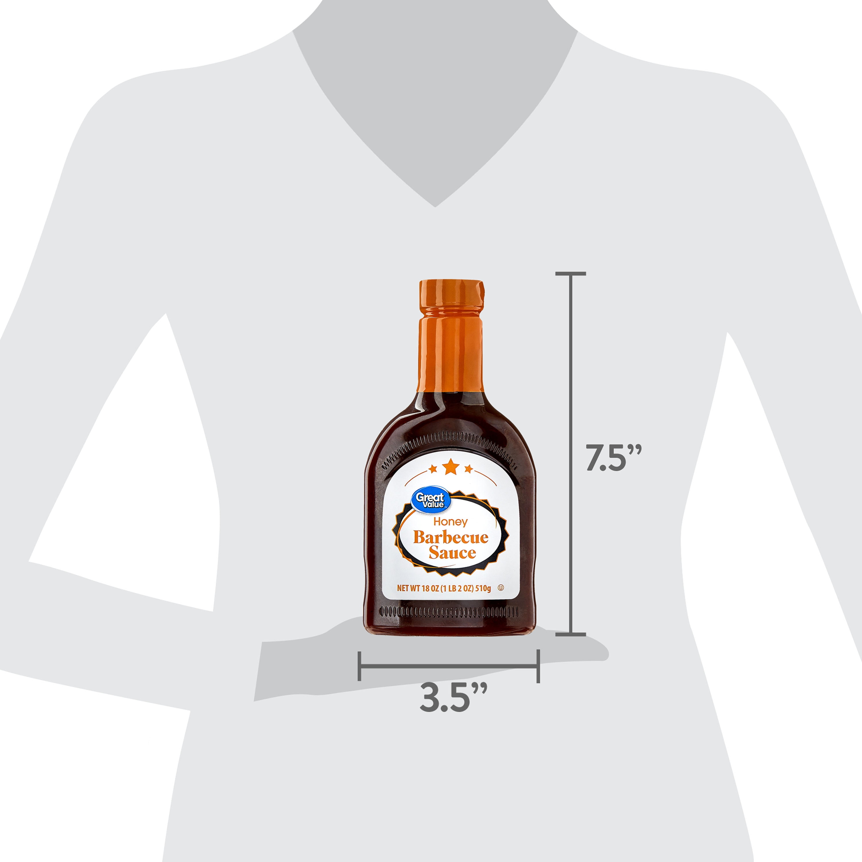 (4 pack) Great Value Honey Barbecue Sauce, 18 fl oz