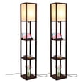 thumbnail image 1 of Brightech Maxwell Tower Lampadaire avec Étagères et Recharge Sans Fil, Brun (2 Pack), 1 of 5