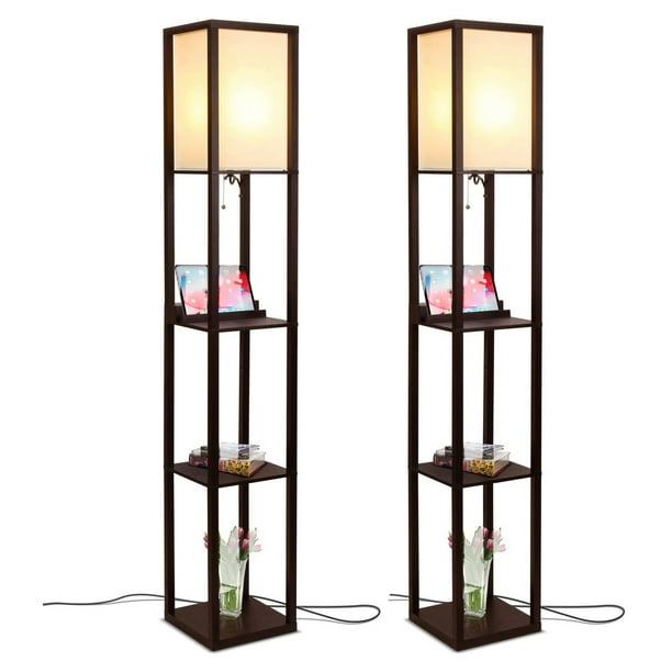 Brightech Maxwell Tower Floor Lamp W Shelves Wireless Charging Brown 2 Pack Com Brightech Maxwell Tower Floor Lamp W, Tower Floor Lamp Glasses