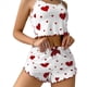 thumbnail image 2 of Conjunto de Pijama de 2 Piezas con Estampado Gráfico para Mujer, Top Corto y Pantalones Cortos de Verano, Conjuntos de Ropa de Dormir Acanalados. y Rojo L, 2 of 6
