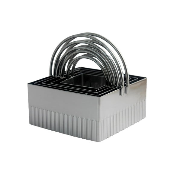 5 Pcs Square Biscuit Cutters with Handle Stainless Steel Cake Decoration Mold
