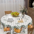 thumbnail image 5 of Fall Pumpkins Round Tablecloth 60 Inch Autumn Harvest Thanksgiving Orange White Pumpkins Buffalo Plaid Table Cloth Rustic Farmhouse Polyester Table Cover for Kitchen Dining Room Decor, 5 of 6