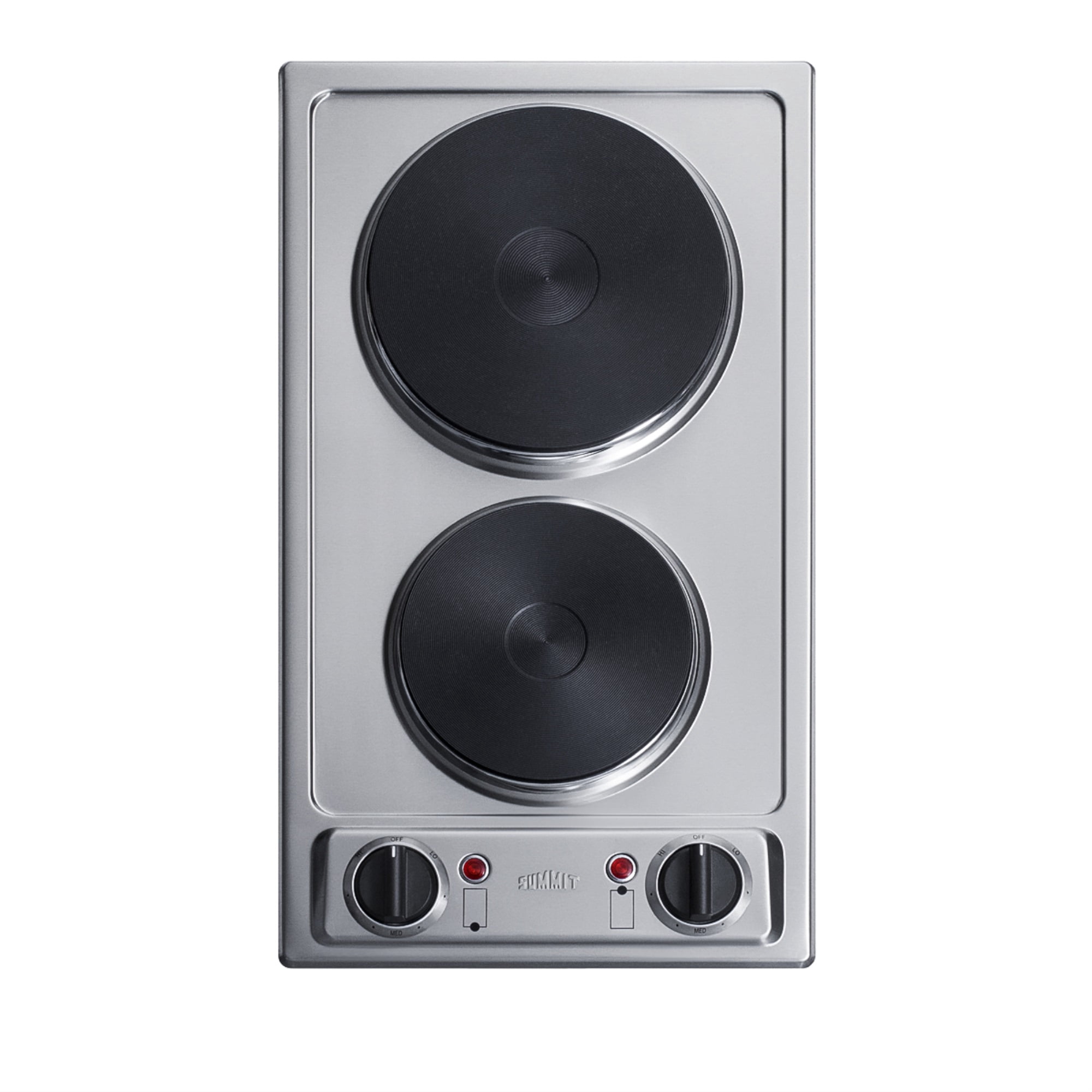 Summit CSD2B115 11.25 in. Wide 115V 2-Burner Solid Disk Cooktop - Stainless Steel