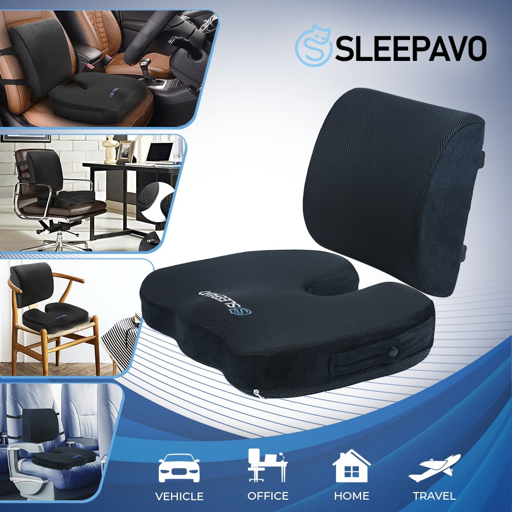 Orthopedic Seat Cushion And Back & Lumbar Support Cushions Pillow For Office  Chair Memory Foam Car Seat Cushion