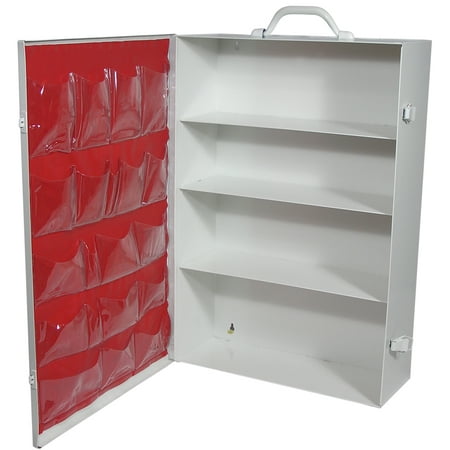 Empty Metal Industrial Cabinet - Medique Empty Four-Shelf Industrial First Aid Metal Cabinet w/door pouch MS-FAK-10324