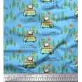 thumbnail image 1 of Soimoi Polyester Crepe Fabric Rabbit,Van & Suitcase Travel Print Fabric by Yard 52 Inch Wide, 1 of 3