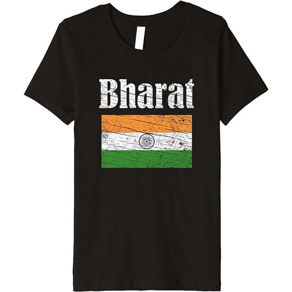 Bharat India Flag Vintage Graphic For India Lovers Tourists Premium T-Shirt