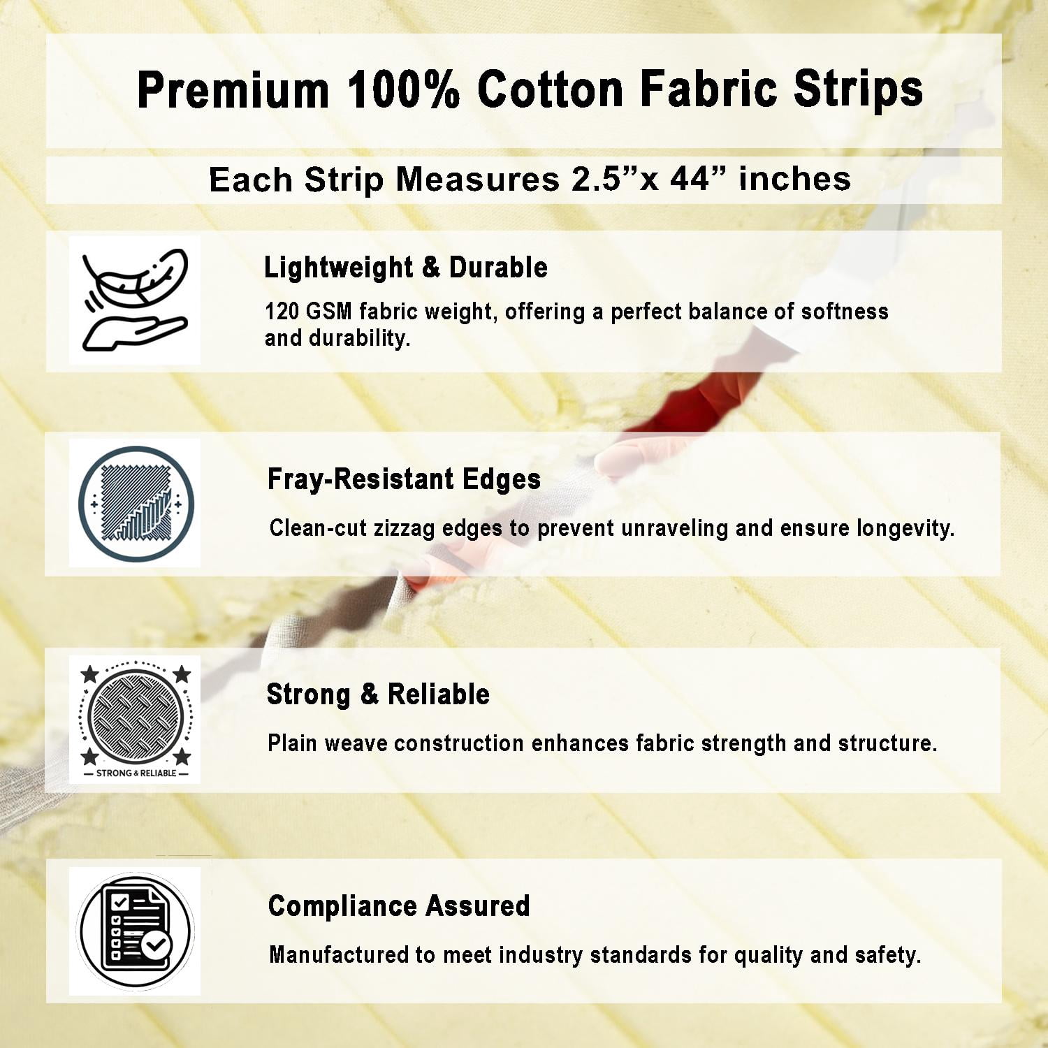 Soimoi Solid Jelly Roll 40 Strip Assorted Bundle, 2.5" Fabric Strips for Quilting, Crafting, 100% Cotton Fabric Jelly Roll Bundle For Scrapbooking, Precut Quilt Projects,Crafts- Butter Bloom
