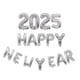 thumbnail image 1 of Globos 2025, globos con números, globos plateados 2025, globos grandes de papel de aluminio con texto "Happy New Year" para suministros para la fiesta de Nochevieja 2025, 1 of 5