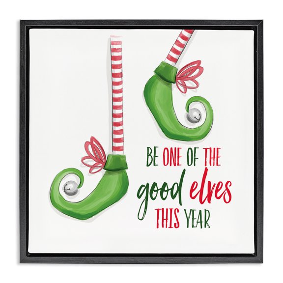 Stupell Industries Contemporary Festive Be A Good Elf Black Floating Frame Canvas Art, 18 x 18, by Dogwood Portfolio