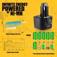 thumbnail image 2 of Batería de repuesto VANON DW9062, 4,8 Ah, 9,6 V, Ni-Mh, Dewalt, 2 of 6