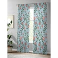 thumbnail image 4 of Sheer Curtains 84 inches Long, Retro Pink Flower Floral Leaf Plant Blue Country Watercolor Light Filtering Sheer Window Curtains Rod Pocket Voile Drapes for Bedroom Living Room, 52"W x 84"L 2 Panels, 4 of 7