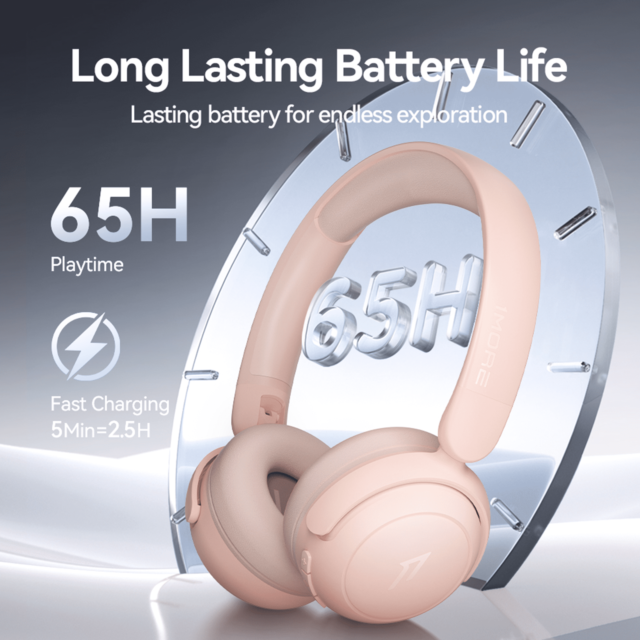 1MORE Sonoflow Mini HQ20 Noise Cancelling Bluetooth over-Ear Headphones, Pink