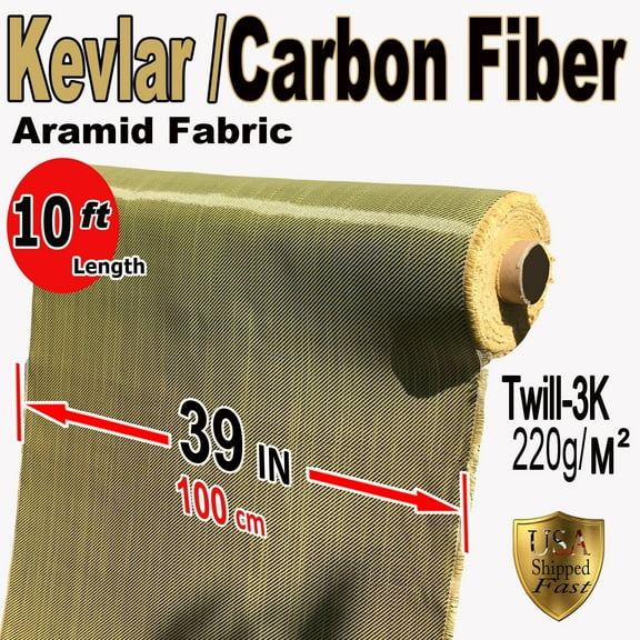 Kevlar Fabric -Yel-10' ft x 1 mtr - 2x2 Twill WEAVE-3K/200g