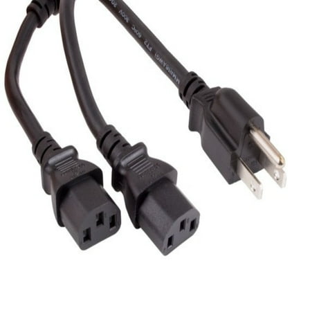 SANOXY Cables and Adapters; 3ft 16 AWG Universal Power Cord Splitter Cable (NEMA 5-15P to IEC320 C13 x 2), Black
