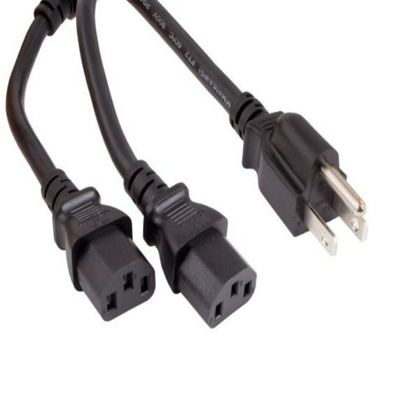 SANOXY Cables and Adapters; 3ft 16 AWG Universal Power Cord Splitter Cable (NEMA 5-15P to IEC320 C13 x 2), Black