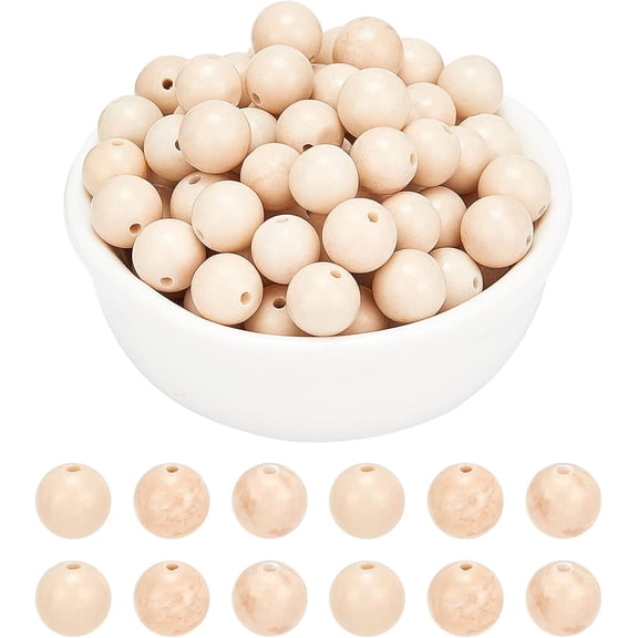 About 94 Pcs Natural Stone Beads 8mm Natural Fossil Round Beads Gemstone Loose Beads (Hole: 1mm)