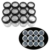 Beauticom 12 Pieces High Quality 10 Gram 0.3 Ounces Clear Cylinder Makeup Cosmetic Powder Sifter Travel Jar Container with Black Lid