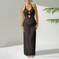 thumbnail image 2 of Idoravan Beach Cover Ups for Women Crochet Women’S Crochet Cover Up Hollow Out Side Split Sleeveless Halter Backless Long Beach Dress, 2 of 7