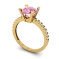 thumbnail image 2 of 1.71 ct Round Cut Simulated Pink Diamond Solitaire with Simulated Diamond Accents 18K Yellow Gold Womens Engagement Ring, 2 of 5